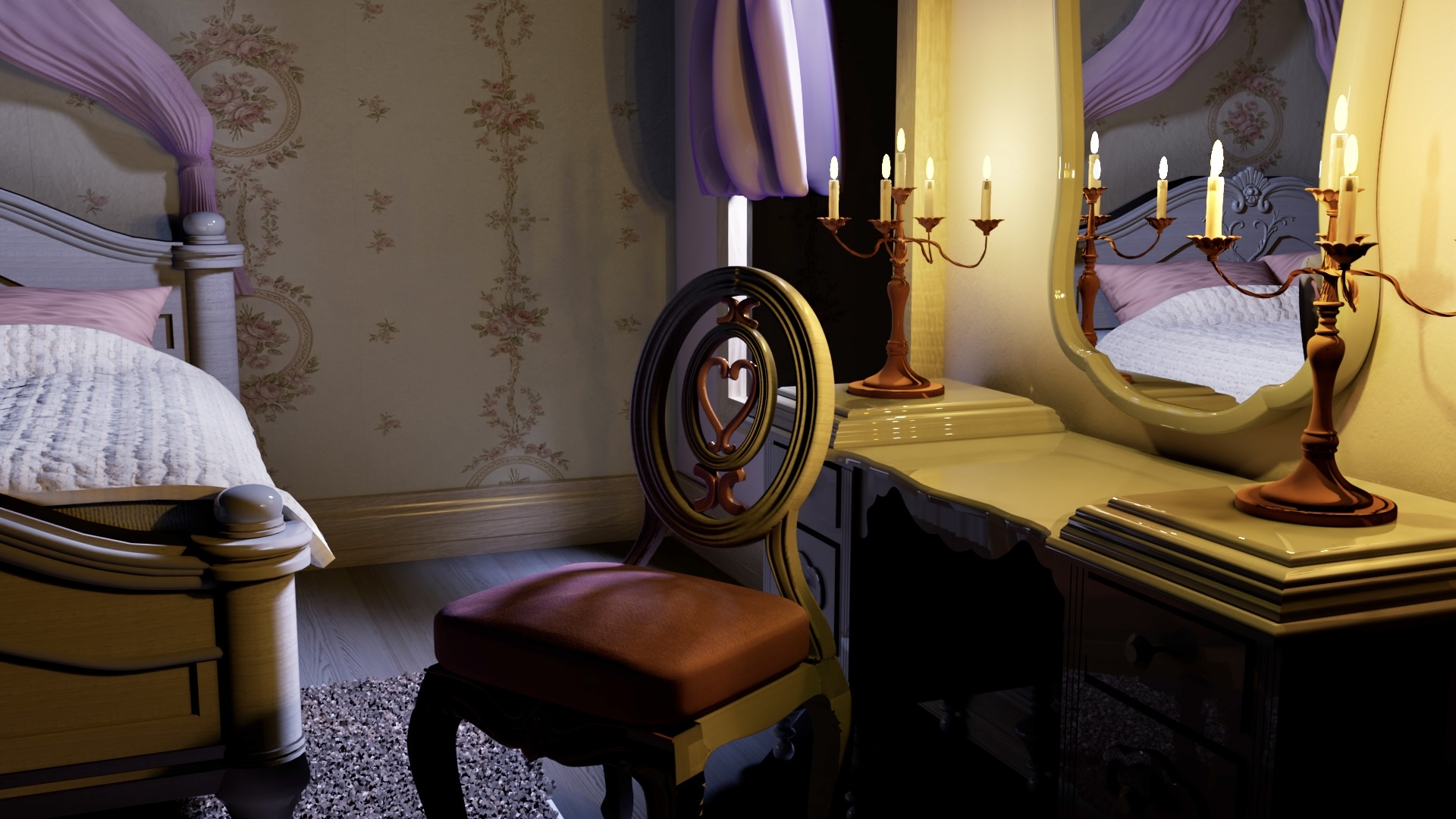 3D Coquette Room — Vanity & Dressing Table